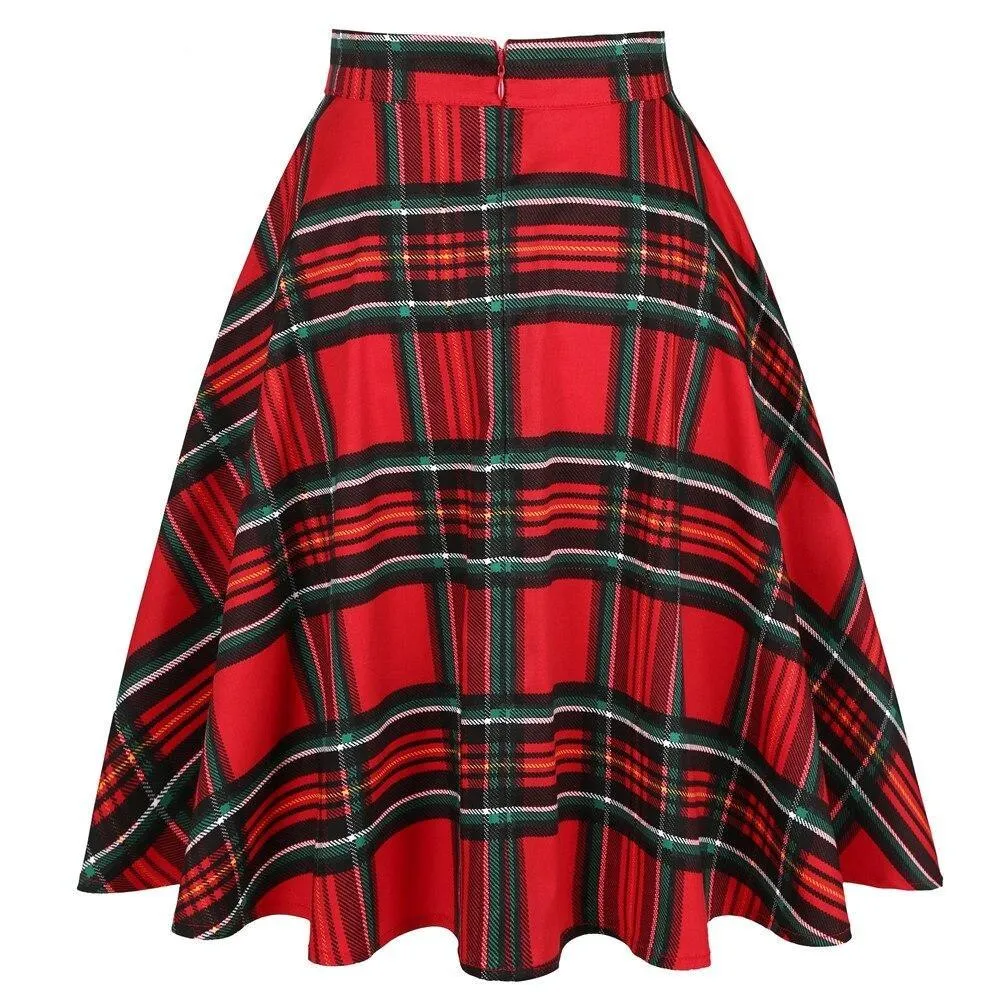 Casual Kawaii Plaid Women Vintage Skirt 50s 60s 40s Harajuku Preppy Floral Printed Japanese School Uniforms Ladies Summer Skater