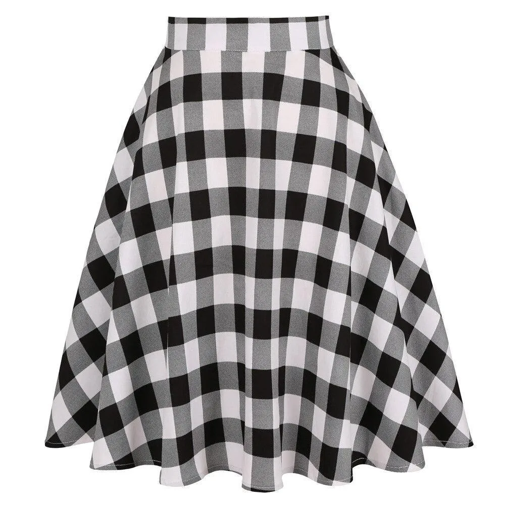 Casual Kawaii Plaid Women Vintage Skirt 50s 60s 40s Harajuku Preppy Floral Printed Japanese School Uniforms Ladies Summer Skater