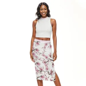 Cherry Blossom Solid Color Tank Top & Split High Women's Skirt Sets