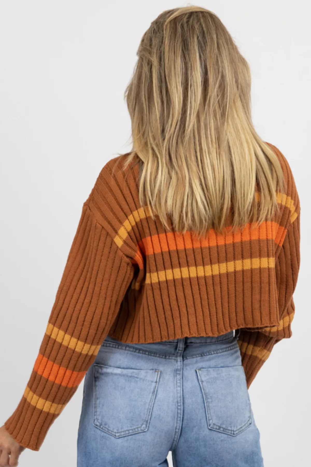 CINNAMON STRIPE TURTLENECK SWEATER