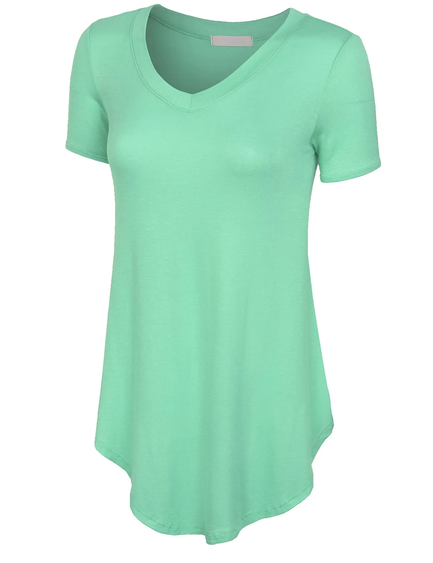 [Clearance] Womens Short Sleeve Asymmetrical Hemline  V Neck Tunic Top