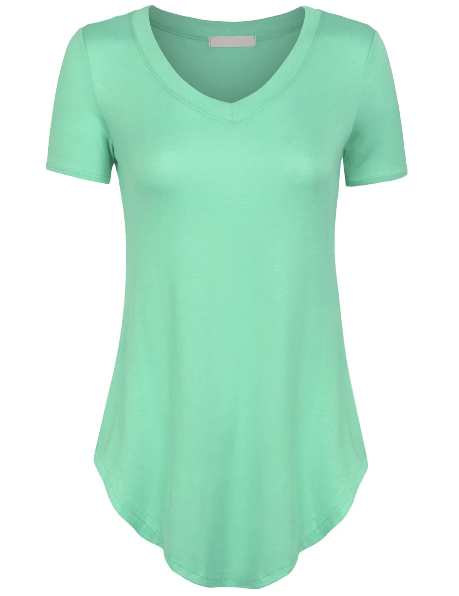 [Clearance] Womens Short Sleeve Asymmetrical Hemline  V Neck Tunic Top