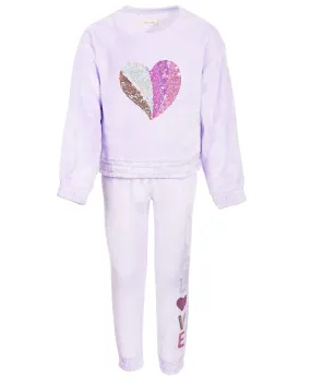 Colette Lilly Little Girls Cozy Crewneck & Jogger Pants Set - Pastel Lilac