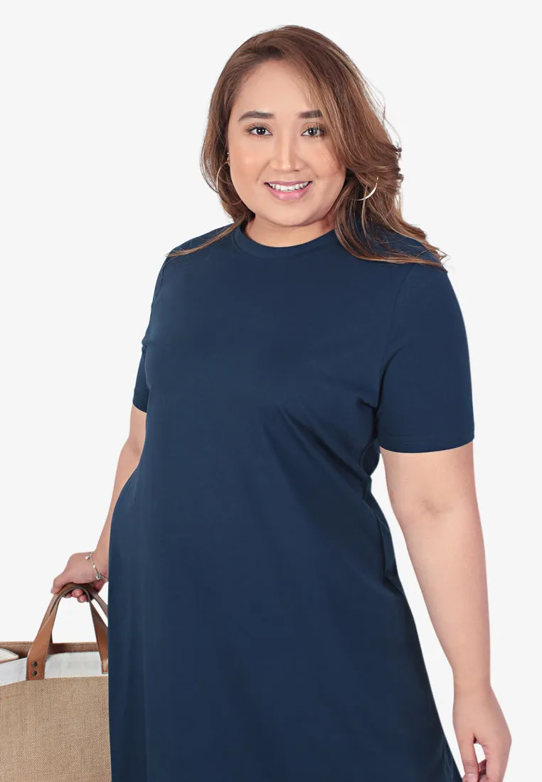 Collins Basic Cotton Midi Dress - Dark Blue