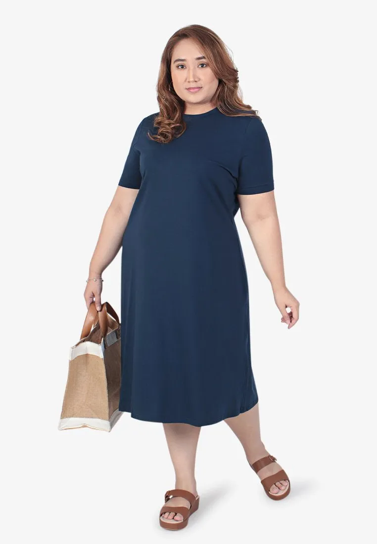 Collins Basic Cotton Midi Dress - Dark Blue