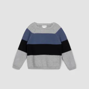 Color Block Knit Baby Sweater - Light Grey Mix