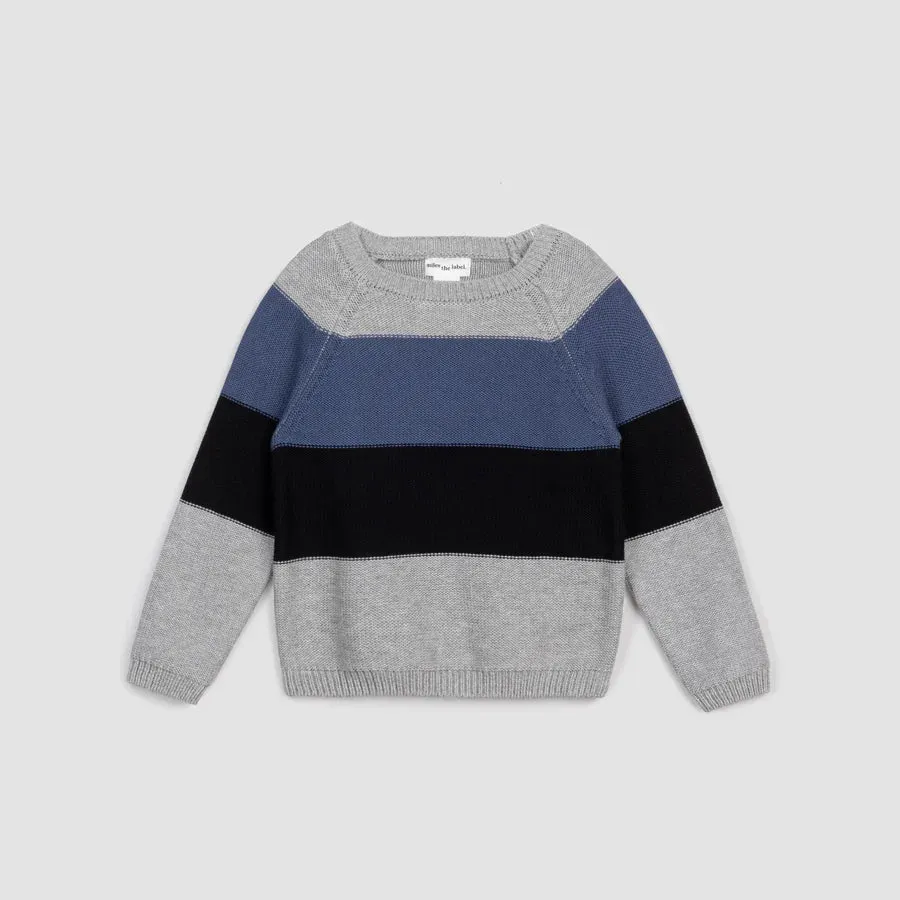 Color Block Knit Baby Sweater - Light Grey Mix