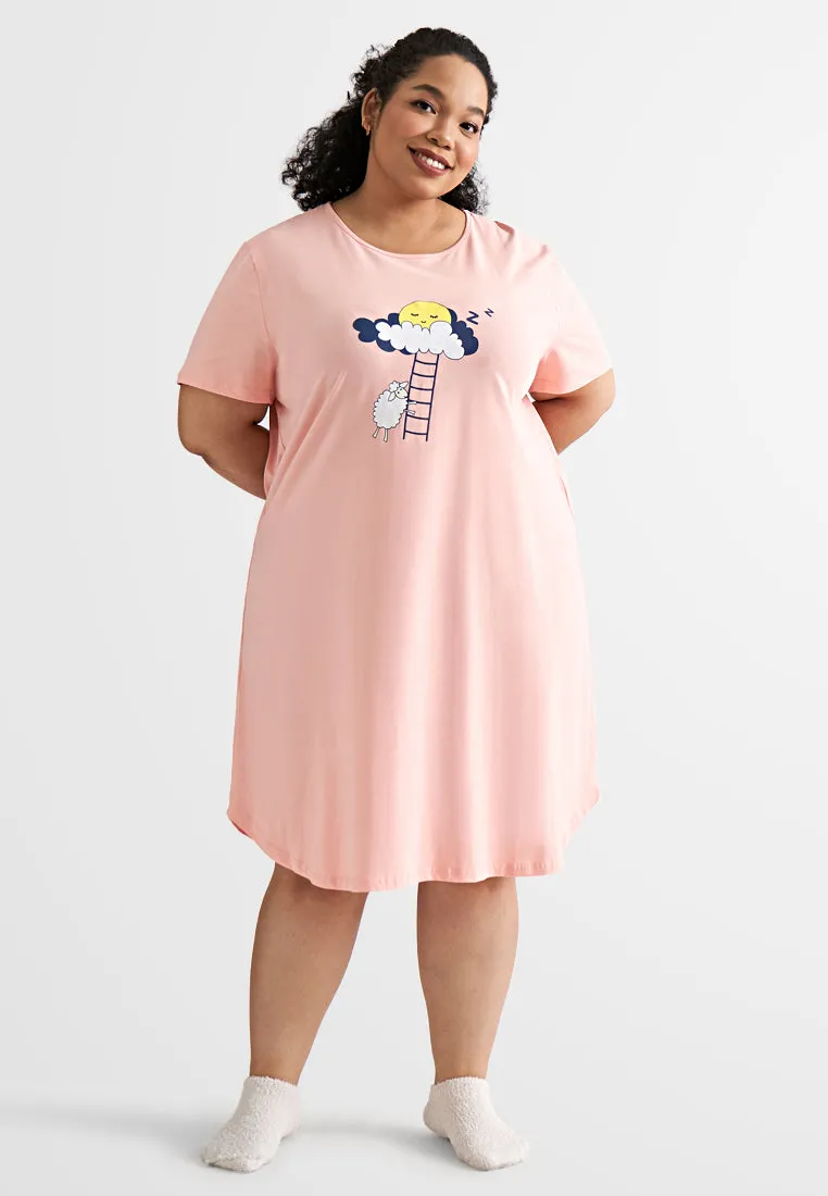 Comel Animals Cotton Jersey Sleep Dress