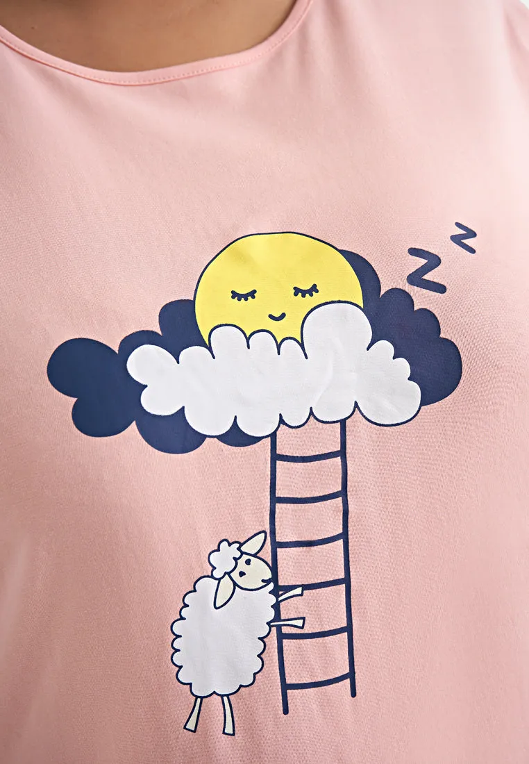 Comel Animals Cotton Jersey Sleep Dress