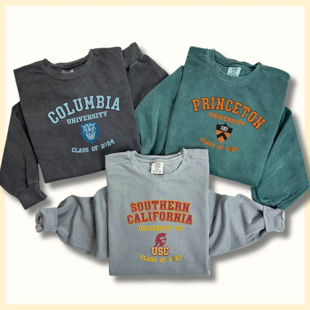 Comfort Color® Custom Embroidered University Sweatshirt, Sorority Gift