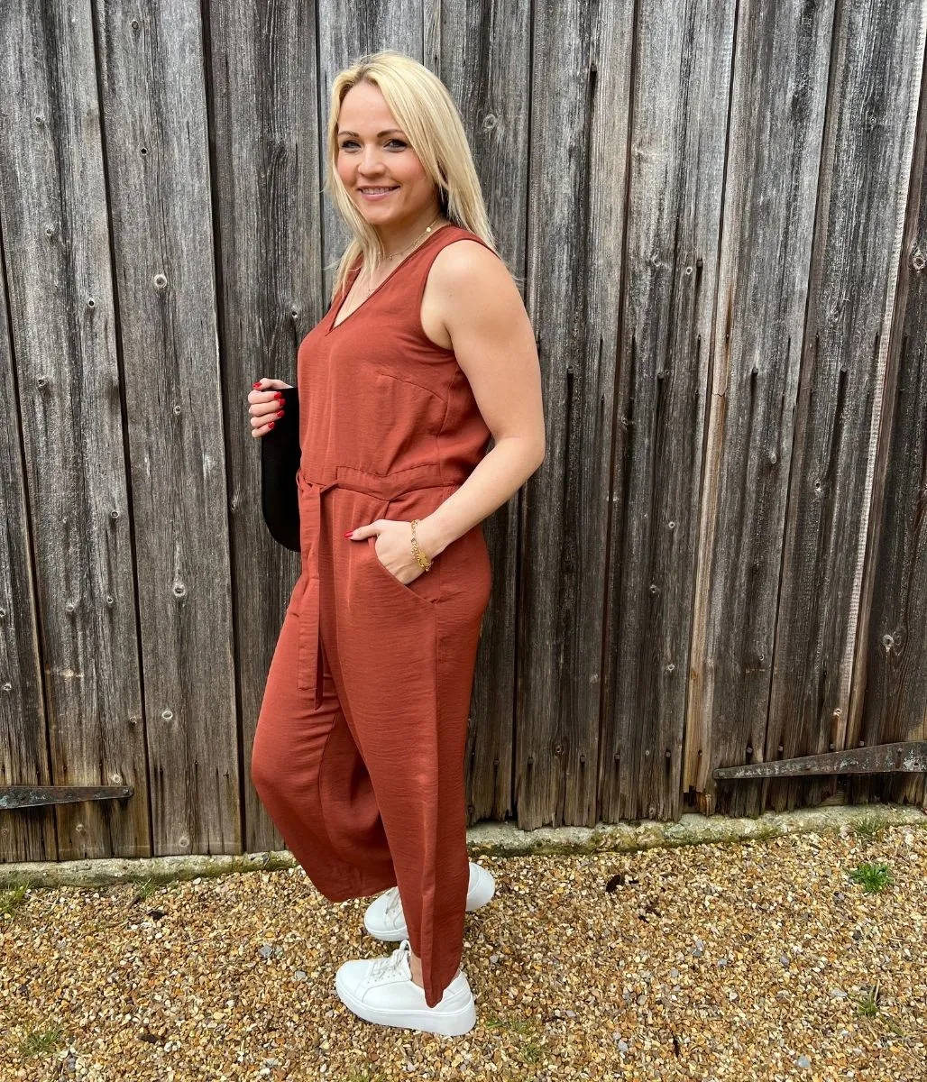 Copper Sleeveless Jumpsuit