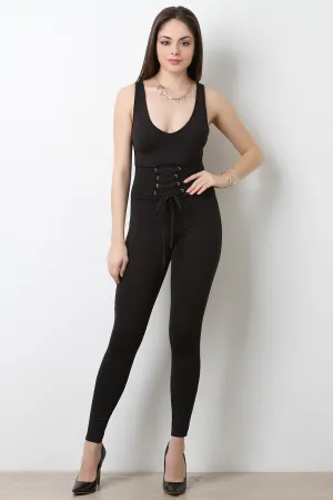 Corset Lace-Up Jumpsuit