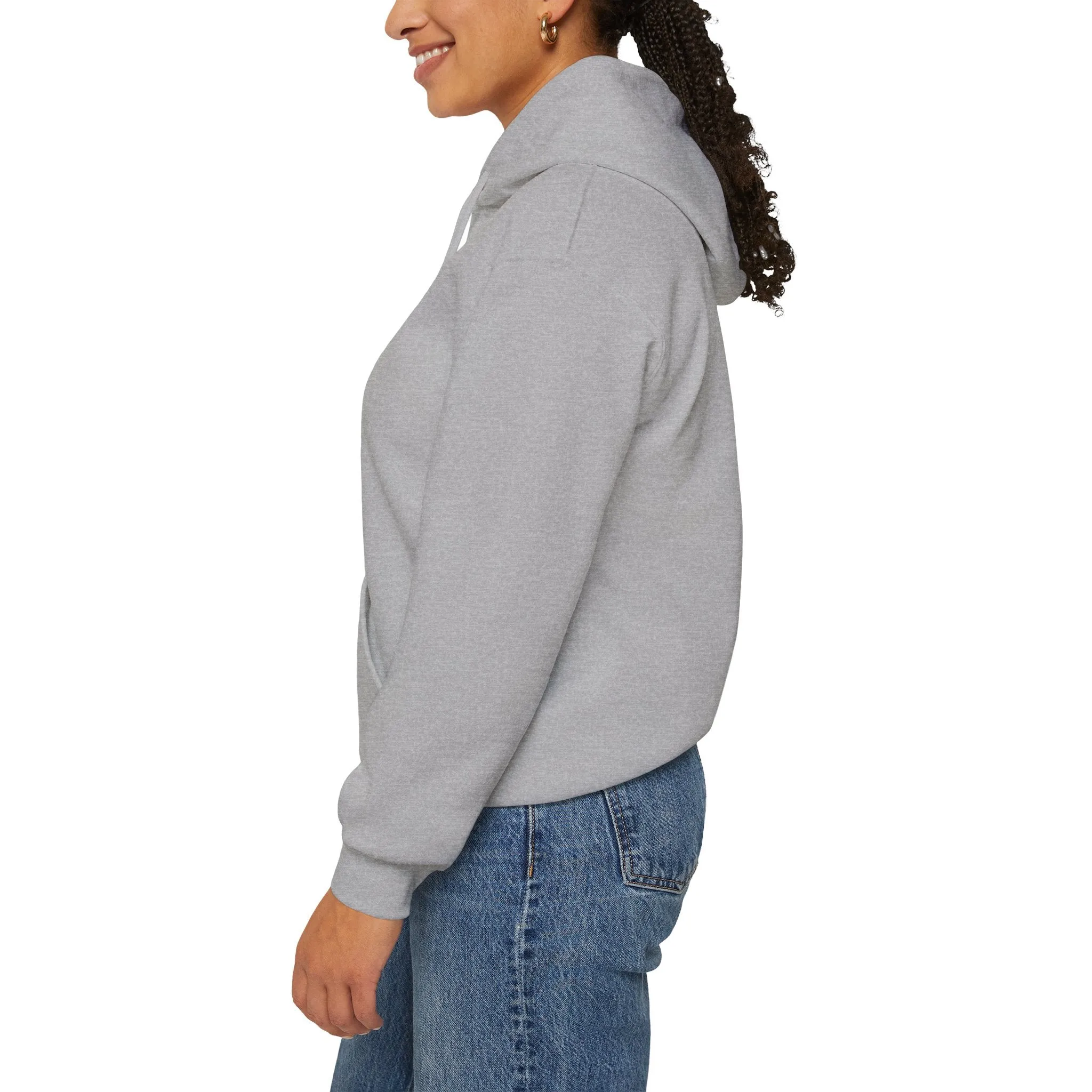 Cozy Grey Hooded Sweatshirt with Floral SHRUB Design