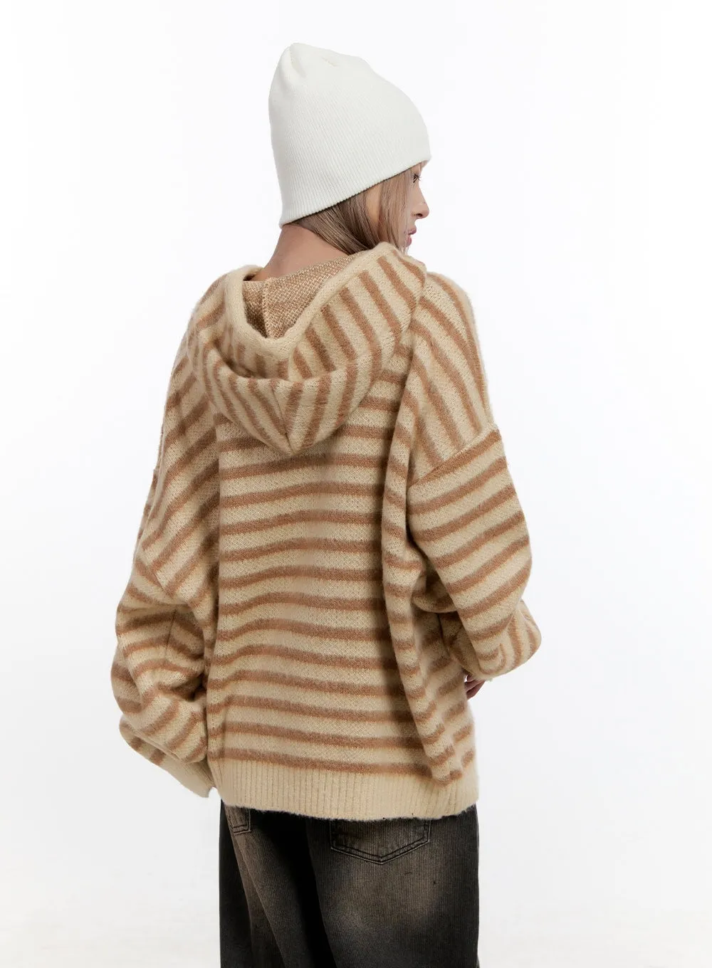 CozyStripe Zip Hood Sweater CN425