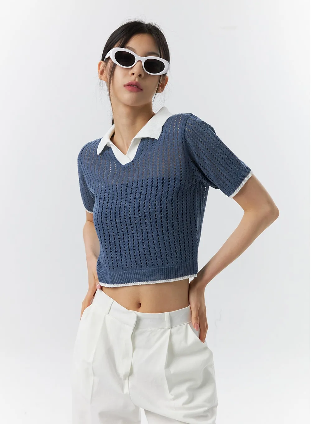 Cropped Mesh Sweater IL326