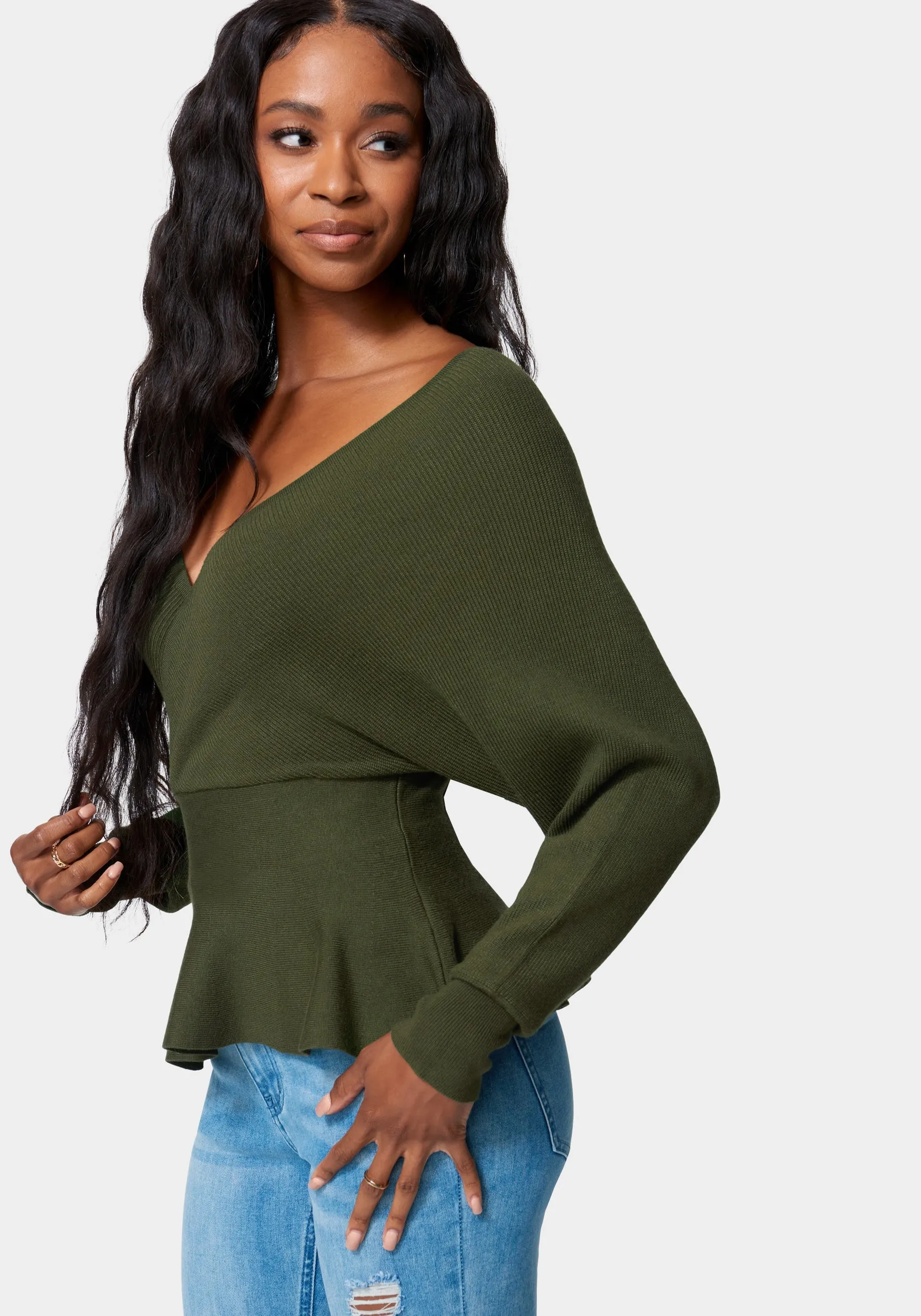 Cross Front Peplum Sweater