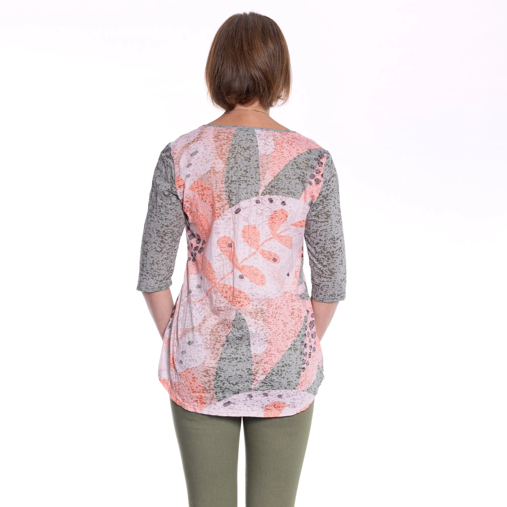 Cross Over Printed Tunic Top by Café Latte - Khaki