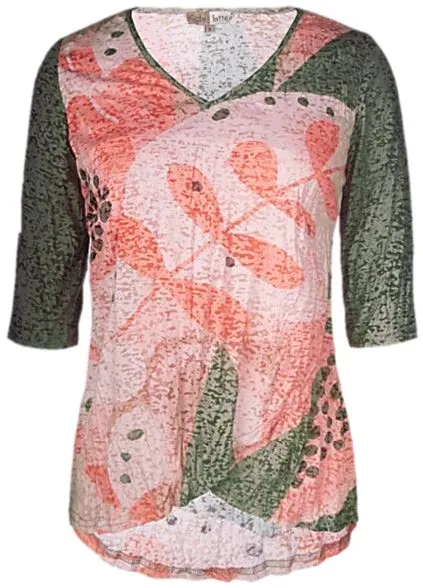 Cross Over Printed Tunic Top by Café Latte - Khaki