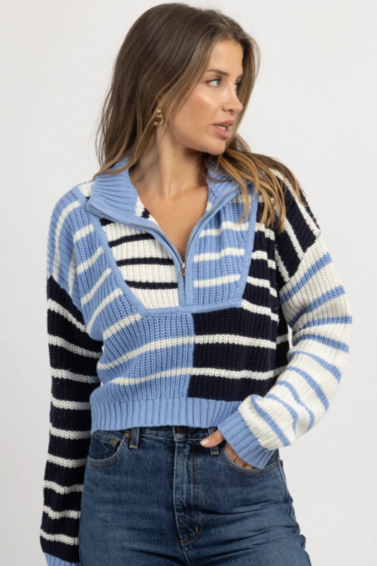 CUPID CONTRAST BLUE SWEATER