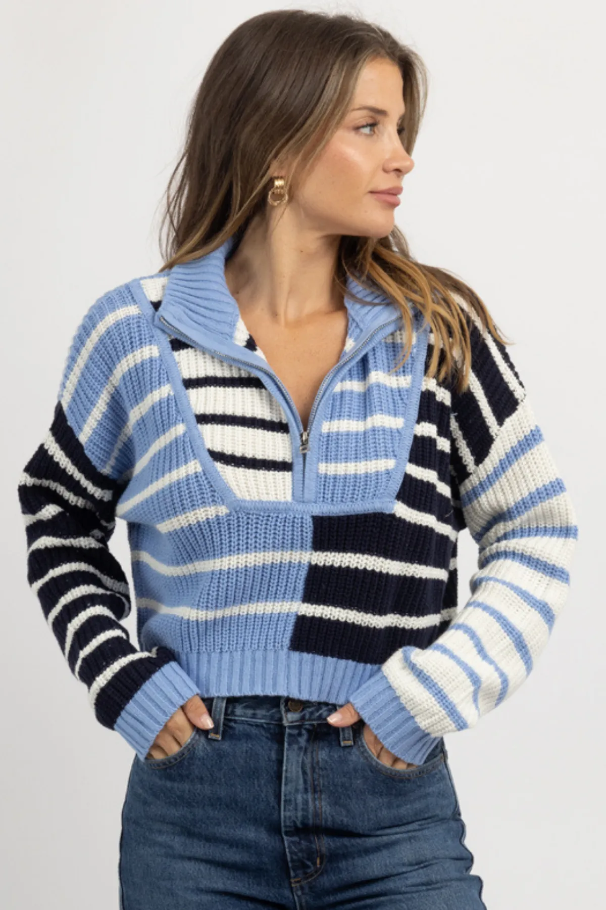 CUPID CONTRAST BLUE SWEATER