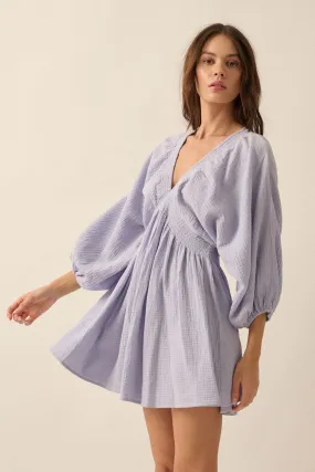 Dawn of Love Crinkle Cotton Kimono Mini Dress