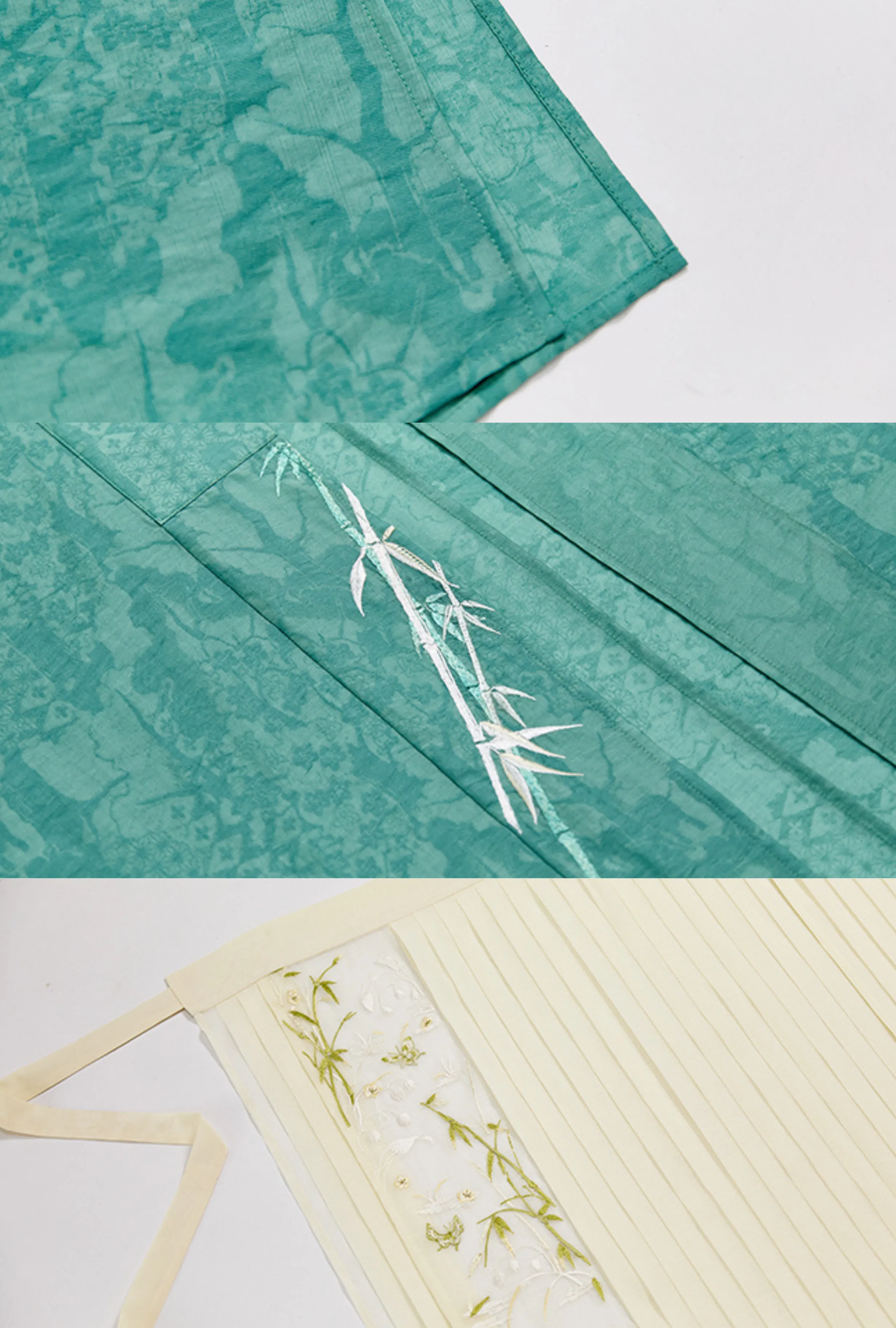 Distant Forest 尽林处 Modernized Song Dynasty Embroidered Bamboo Beizi & Baidiequn Set