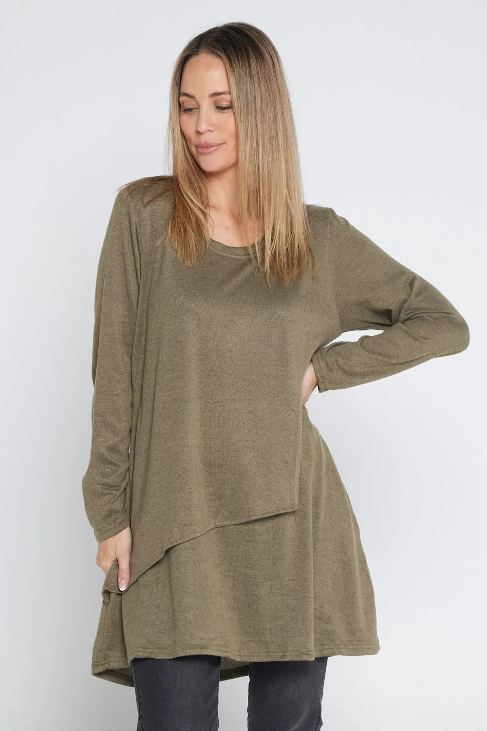 Divina Knit Tunic - Khaki