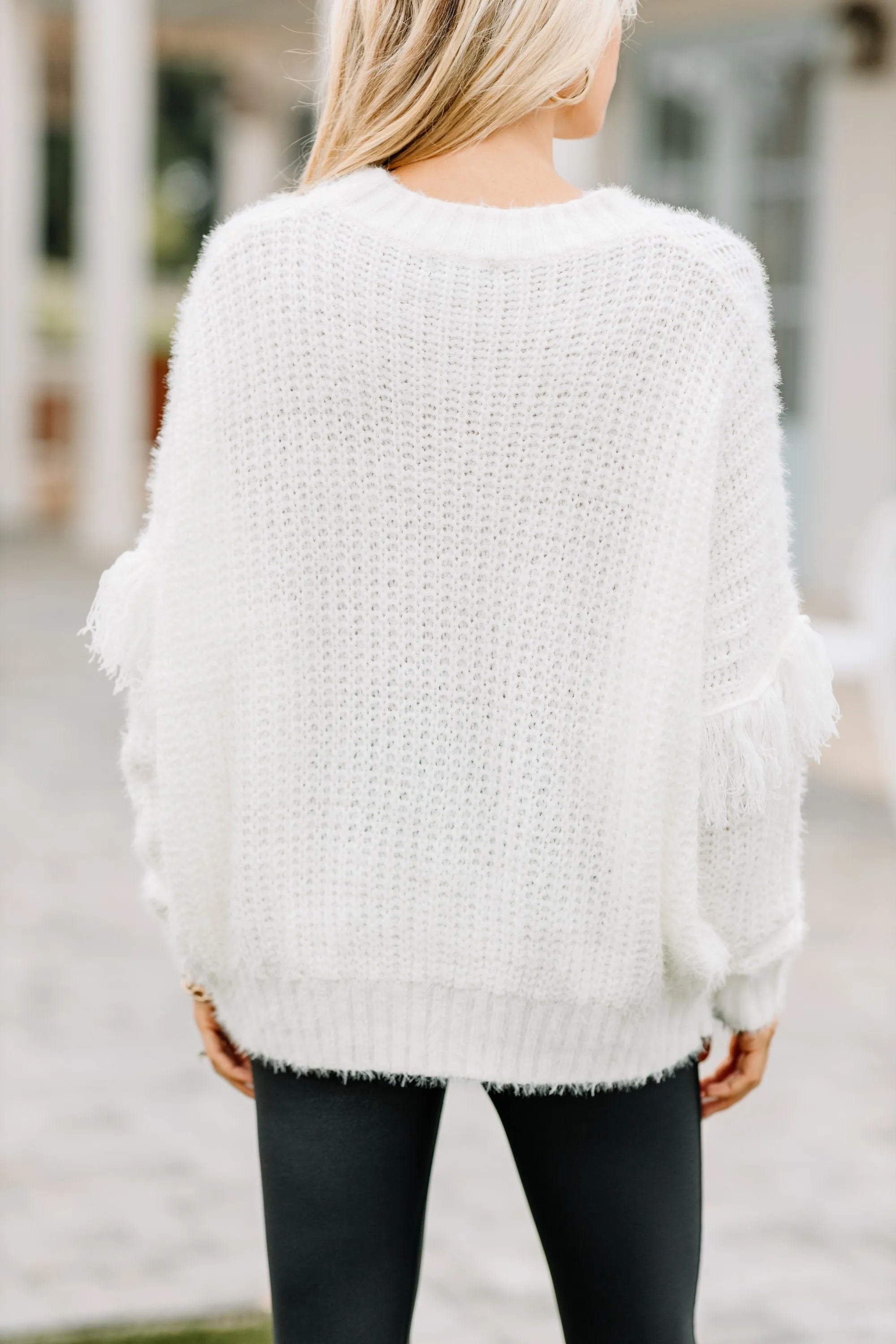 Do Your Best Off White Fringe Sweater