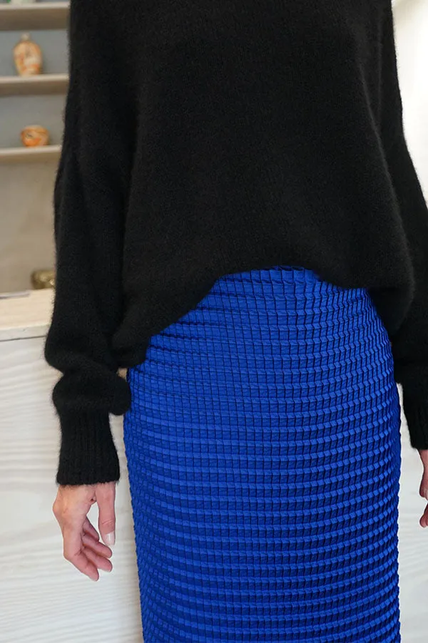 Double Knife Pleated Skirt in Indigo