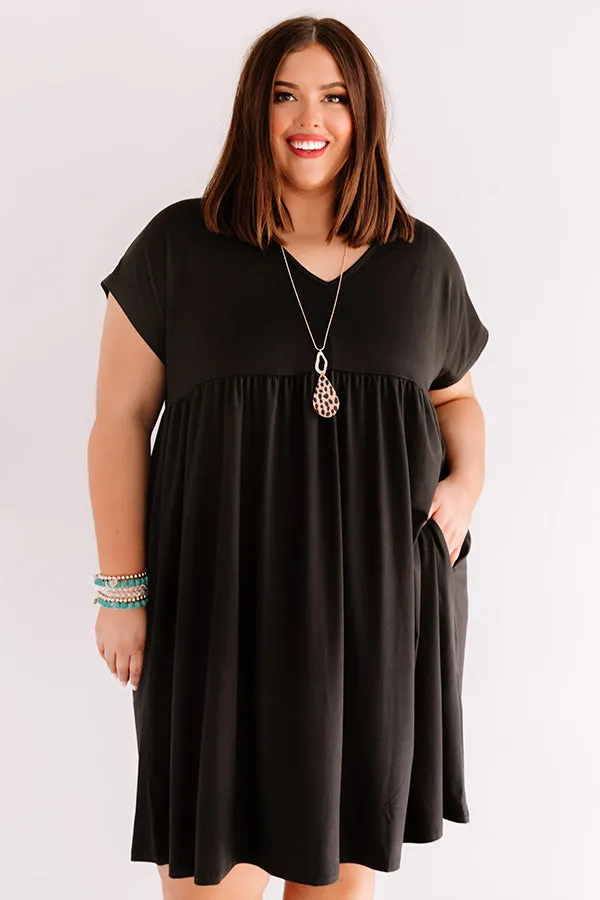 Dunes And Daydreams Babydoll Dress In Black Curves