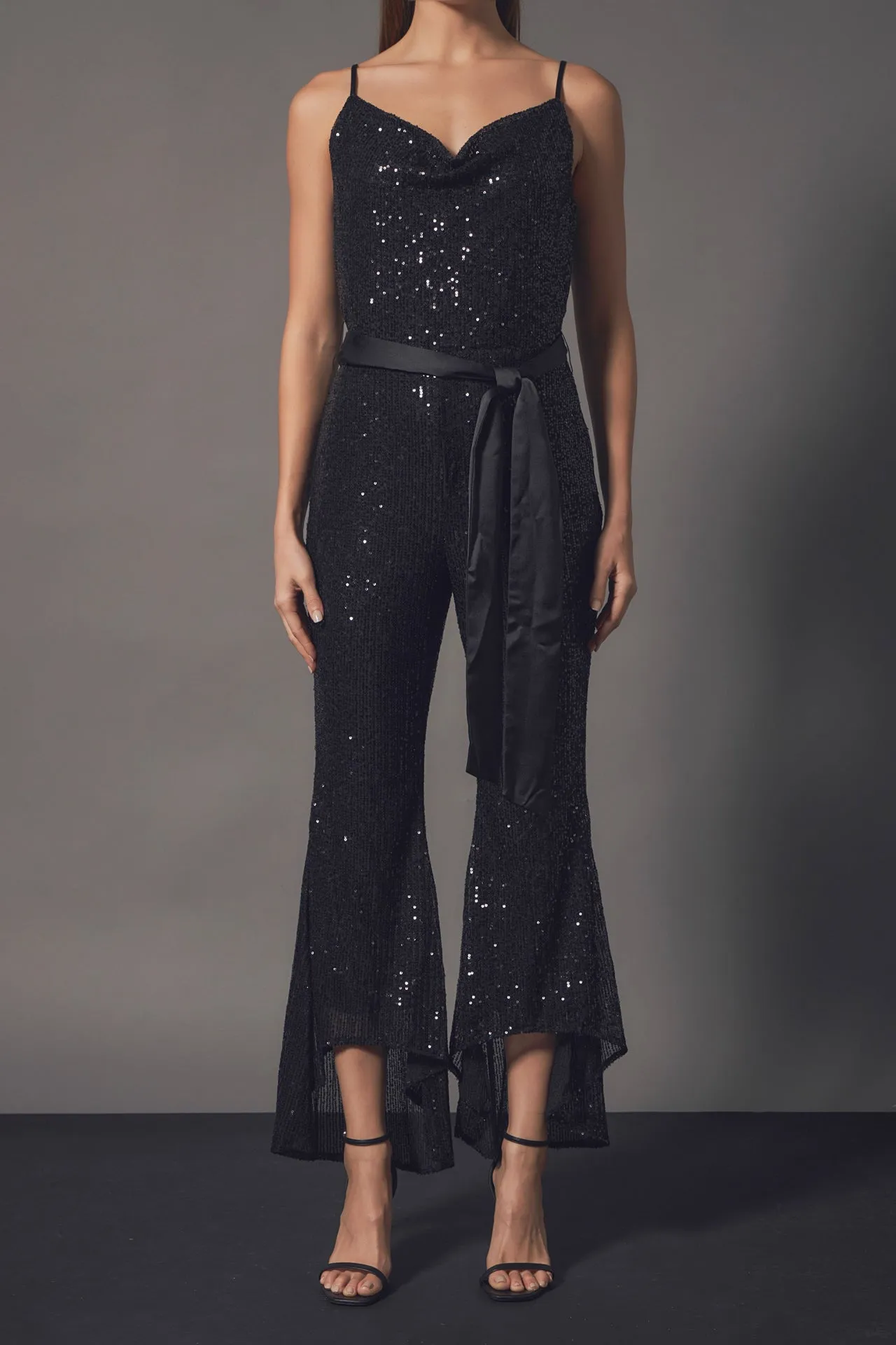 Endless Rose - Sequin Spaghetti Strap Jumpsuit