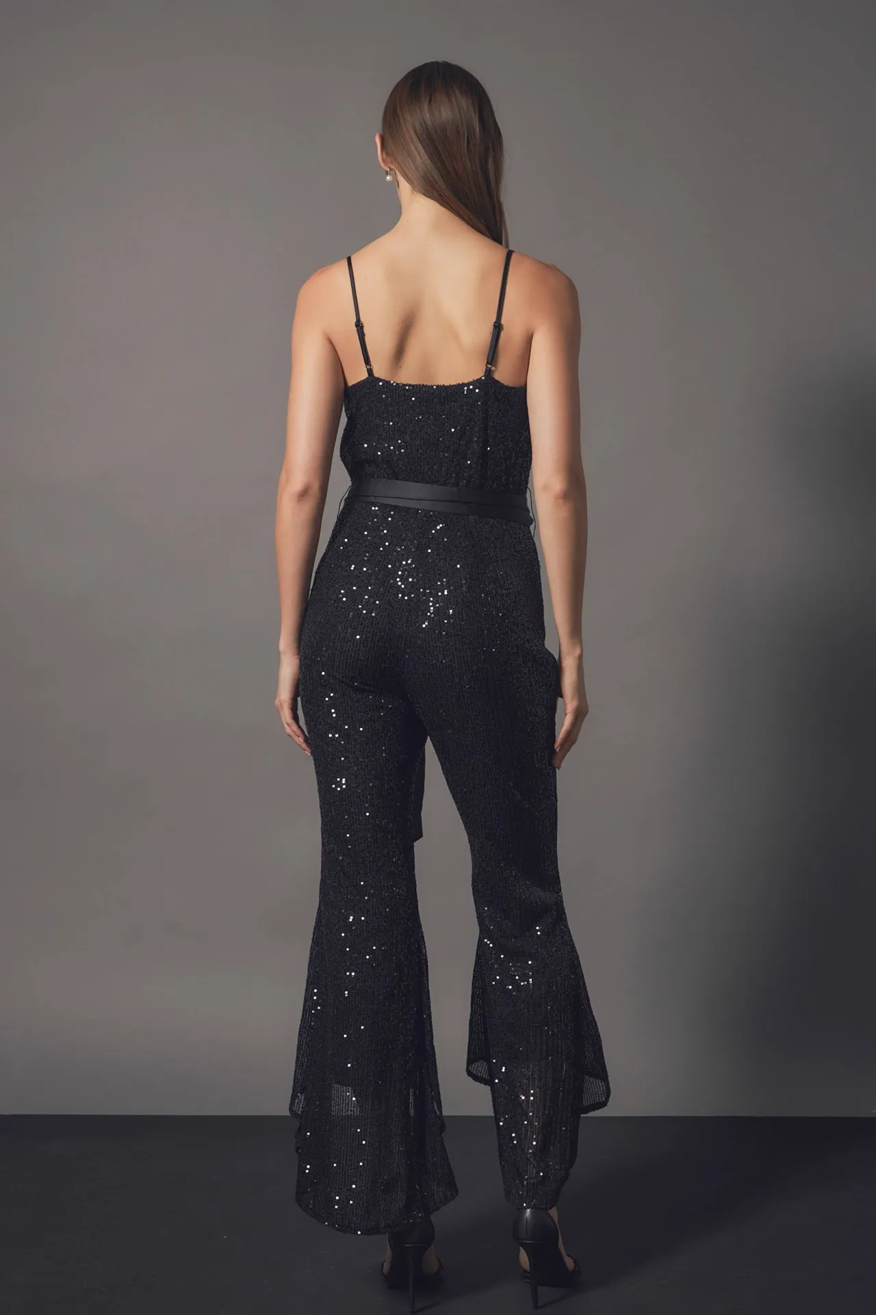 Endless Rose - Sequin Spaghetti Strap Jumpsuit