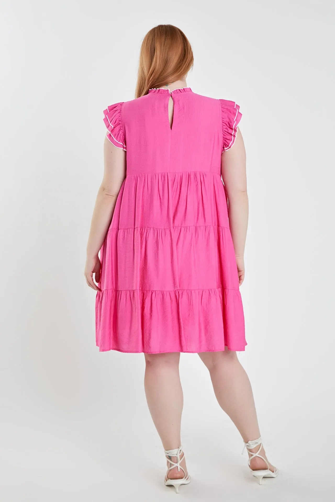 English Factory - Plus Size Contrast Merrow Babydoll Dress