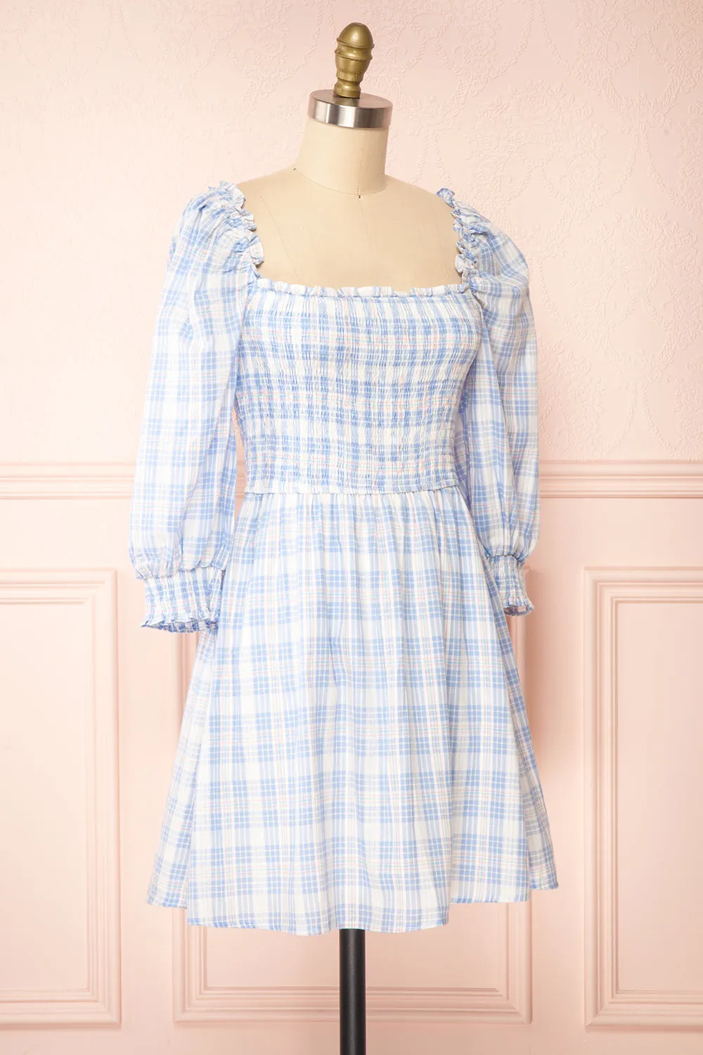 Ethne | Pastel Babydoll Plaid Dress