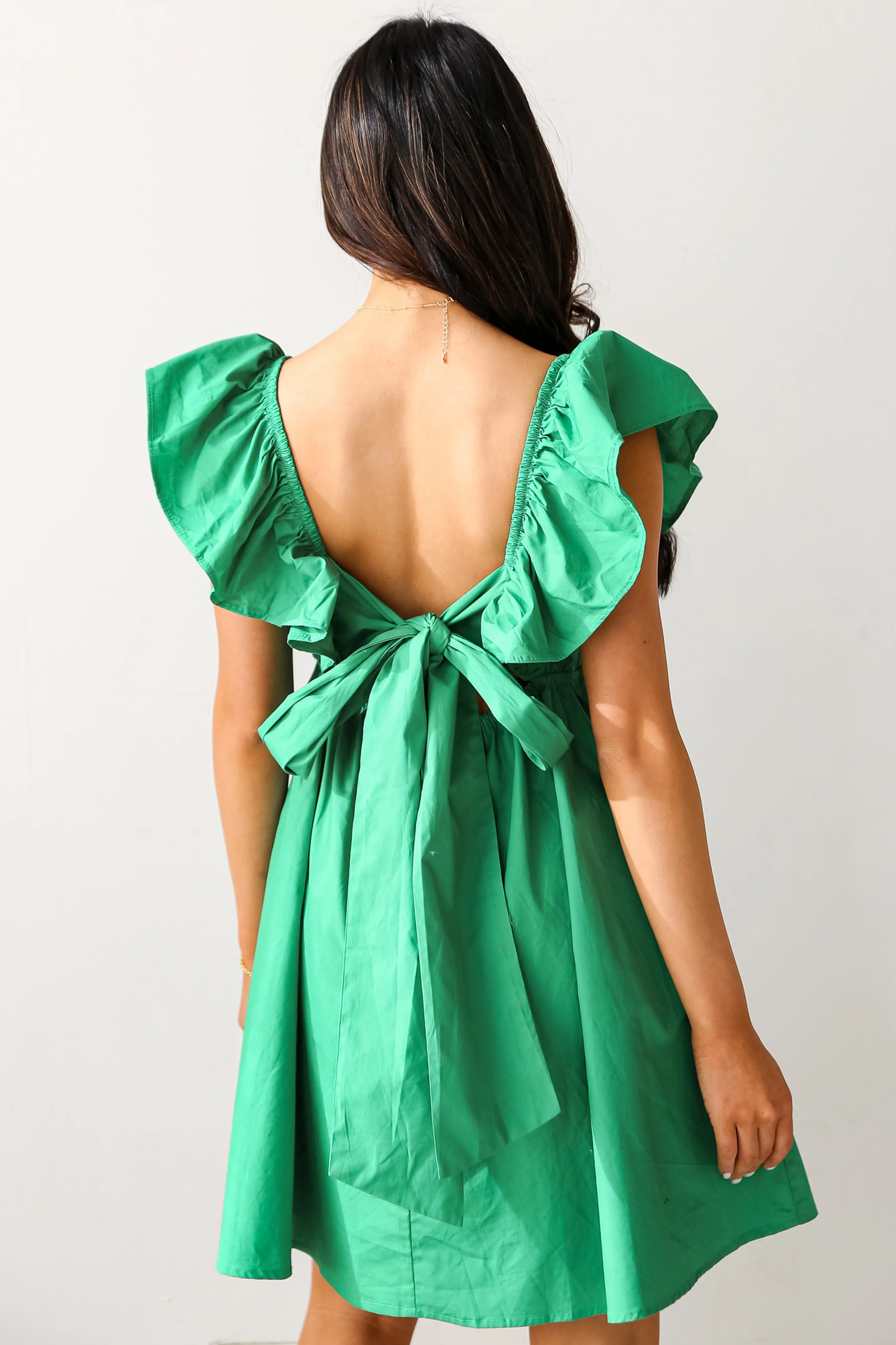 Feeling Lucky Green Rhinestone Four Leaf Clover Mini Dress