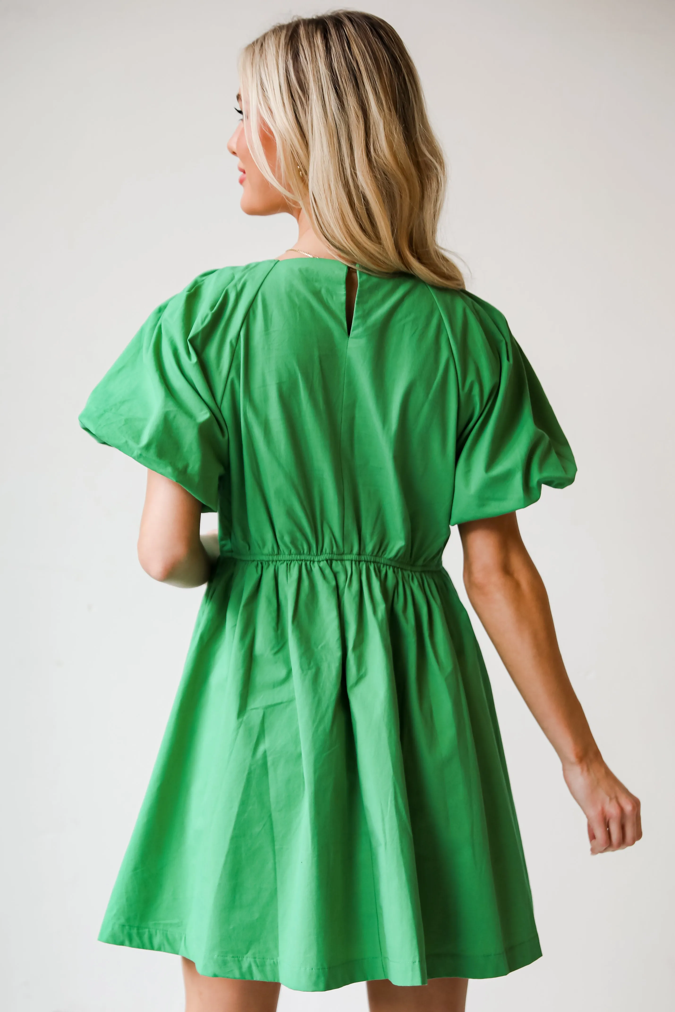 FINAL SALE - Lovable Mindset Kelly Green Babydoll Mini Dress