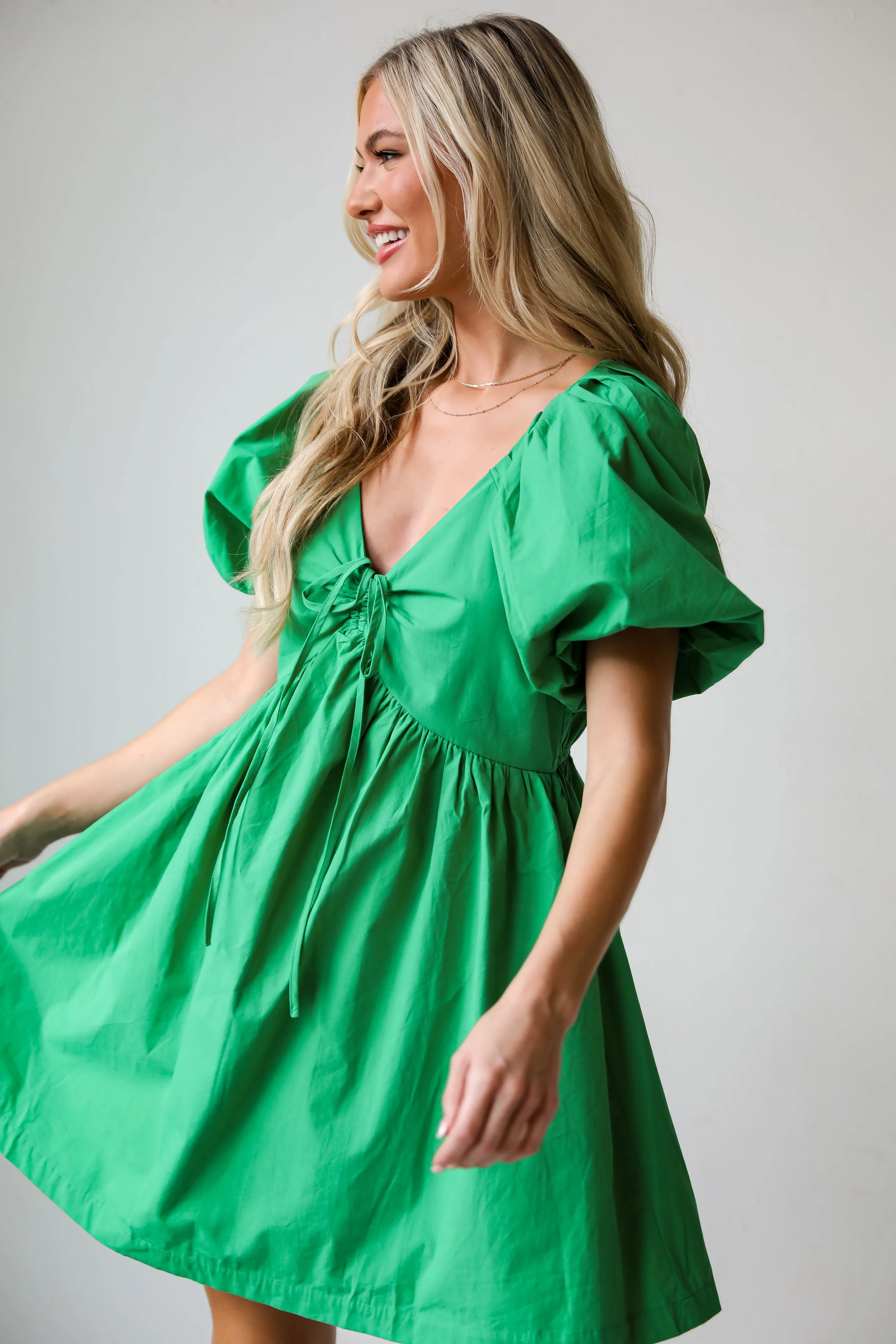 FINAL SALE - Lovable Mindset Kelly Green Babydoll Mini Dress