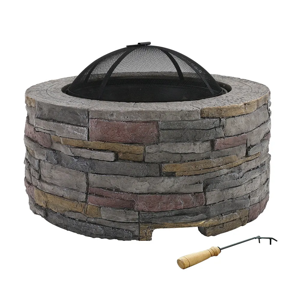 Fire Pit Outdoor Table Charcoal Heating Fireplace Garden Firepit Heater