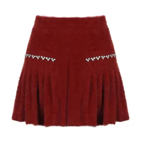 Fluffy beaded pleated mini skirt