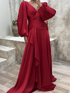 Flytonn-Graduation Gift Back to School Season Summer Vacation Dress Spring Outfit Evening Dresses Women's Autumn and Winter Elegant Silk Satin Pleated Banquet Gowns Long Dresses