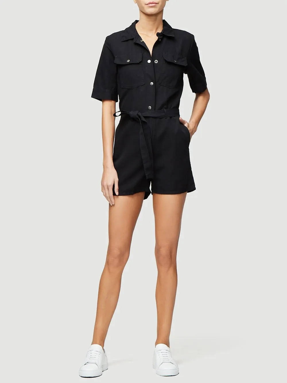 Frame - Belted Short Jumpsuit Noir