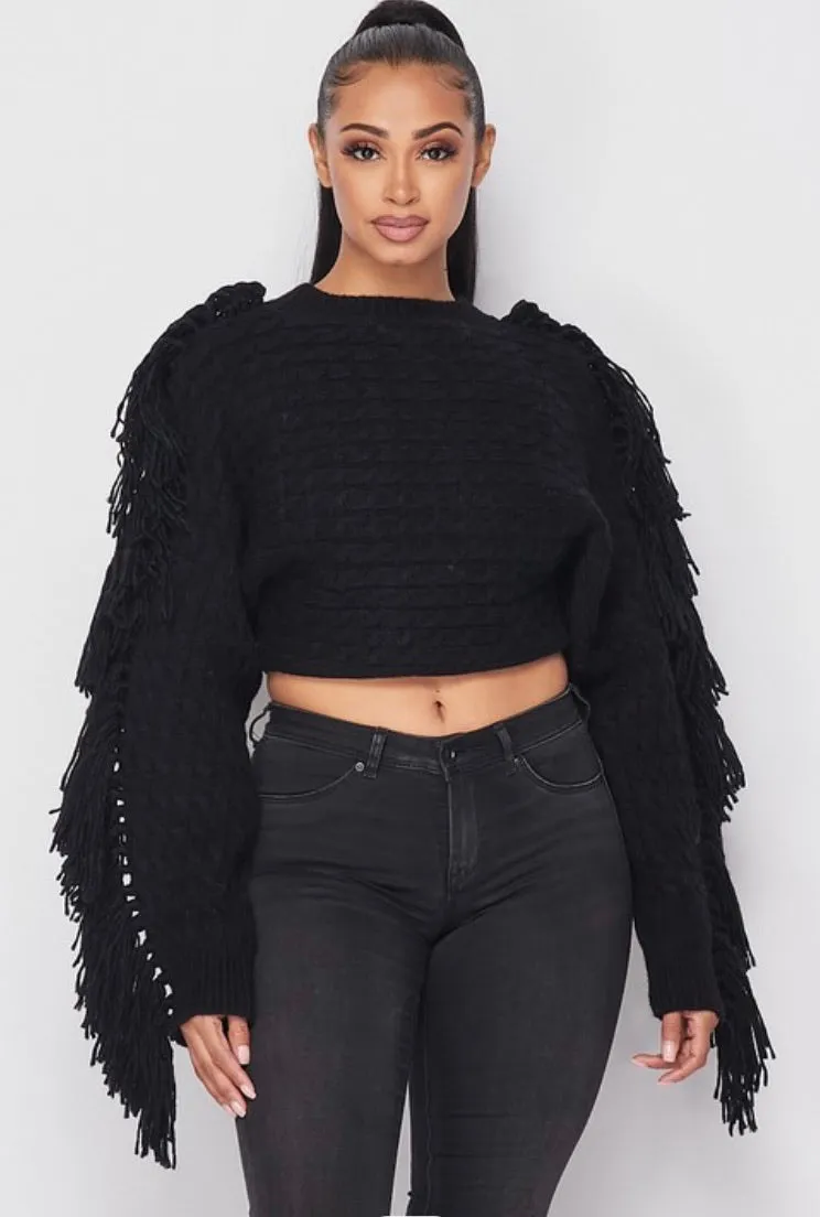 Friend Me Fringed Sweater