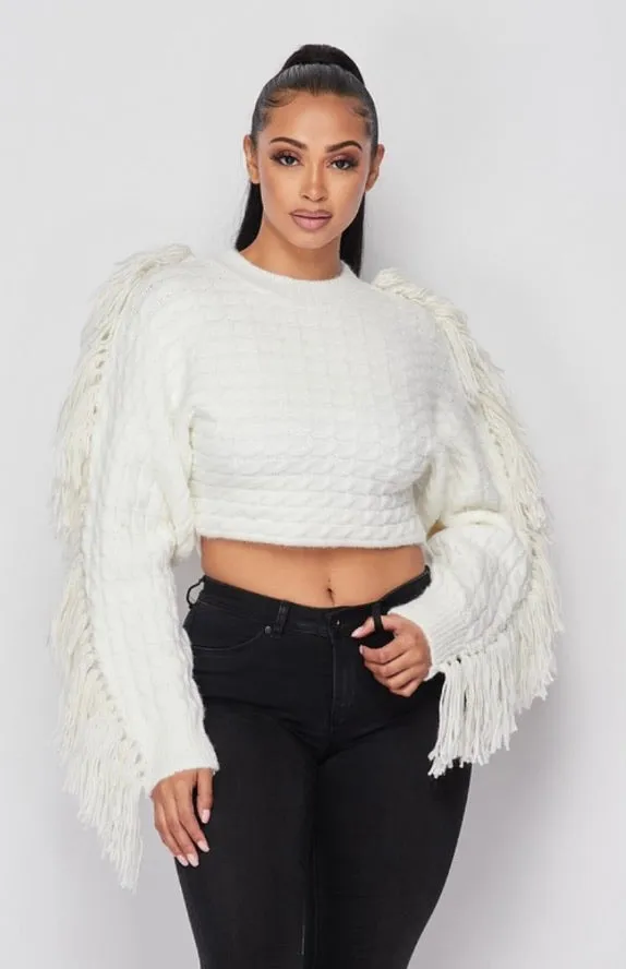 Friend Me Fringed Sweater