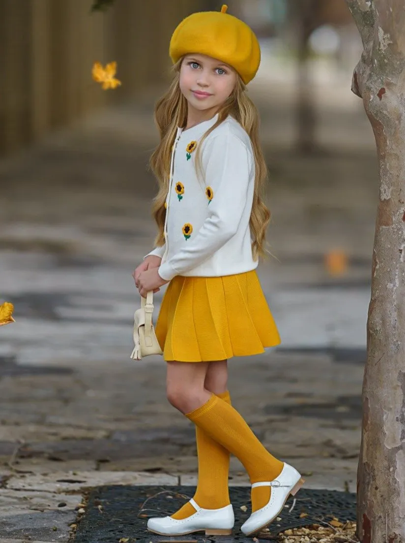 Girls A Day in the City Knit Cardigan and Pleated Skirt Set