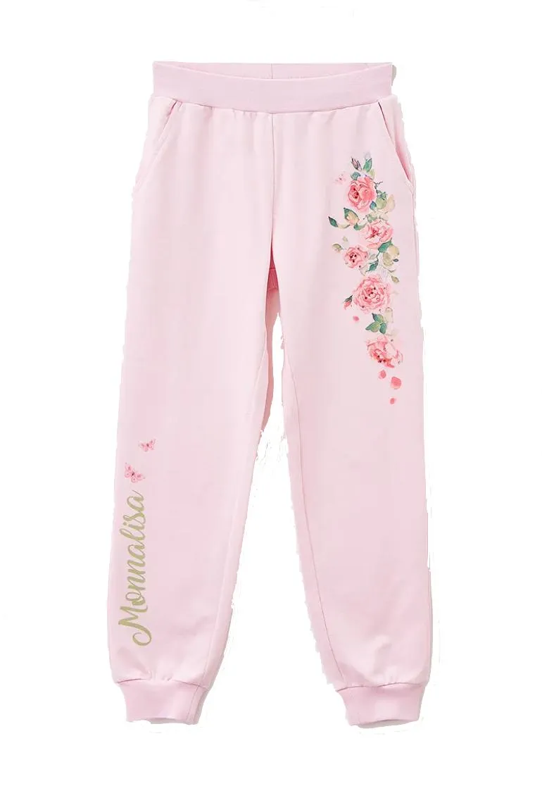 Girls Pink Floral Joggers