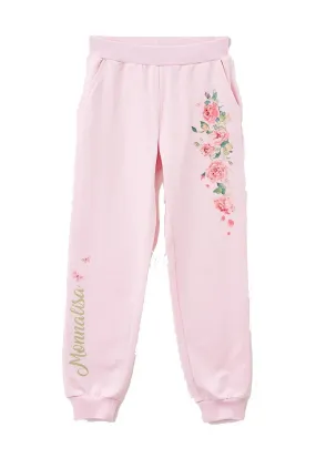 Girls Pink Floral Joggers