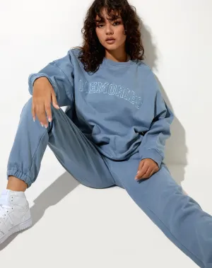 Glo Sweatshirt in Powder Blue Memories Embro