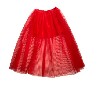 H&M Tulle Pleated Midi Skirt Red SIZE 14