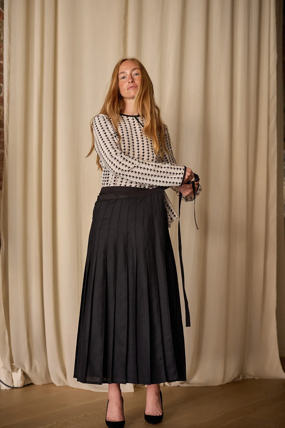 Hand Pleated Wrap Skirt | Japanese Wool Gauze