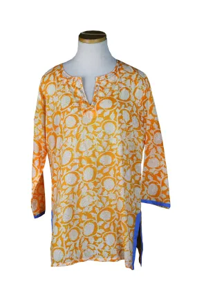 Holi Orange KikiSol Tunic with Gray Blue Trim